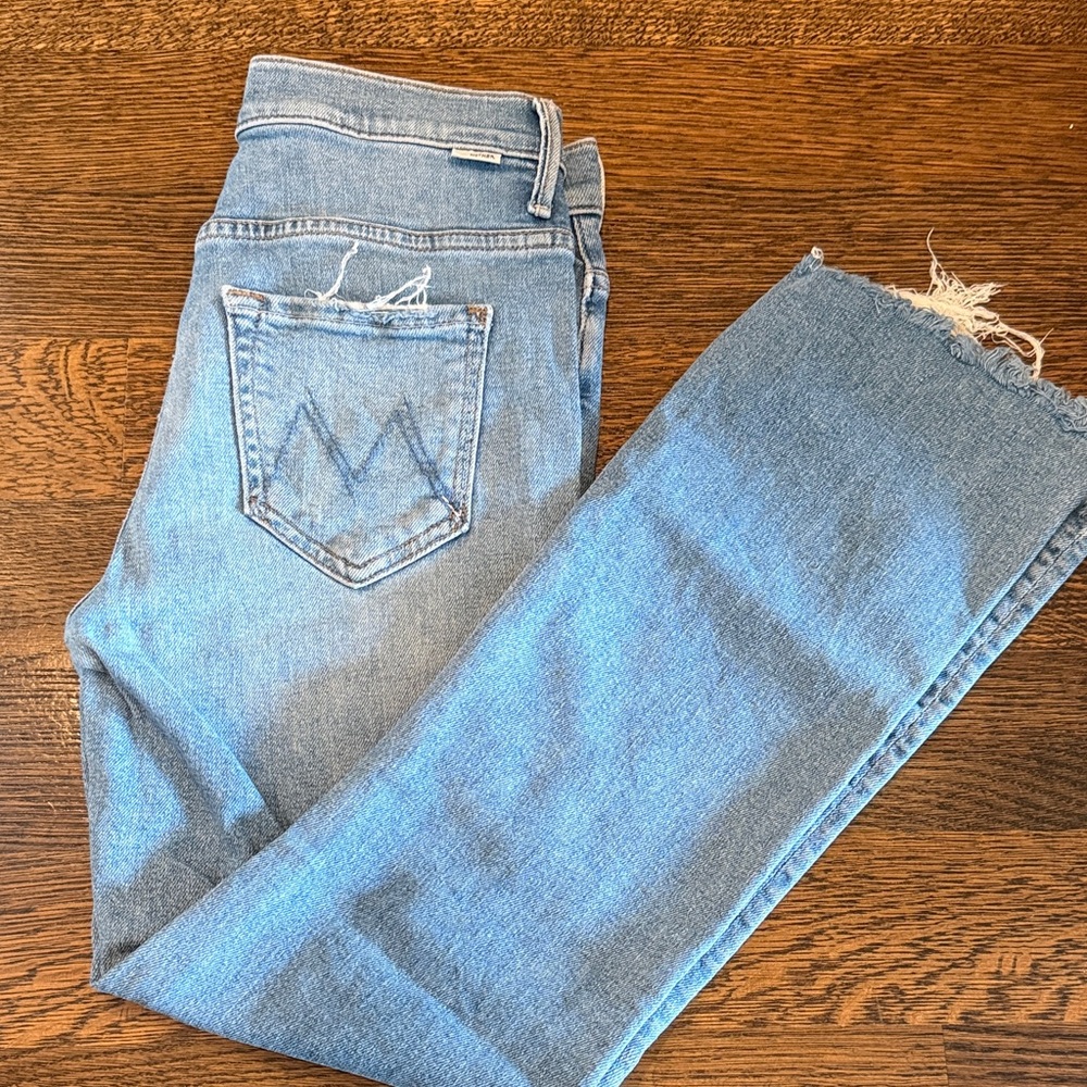 MOTHER insider crop step fray denim